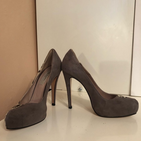 GIANNI MARRA Platform Snakeskin Grey Suede Pump Y2K - Picture 10 of 15